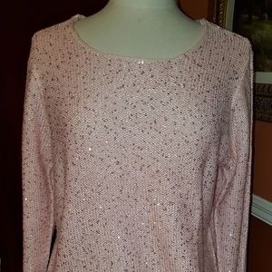 WOMENS XXL 20 PINK SEQUINS SWEATER FADED GLORY NWO